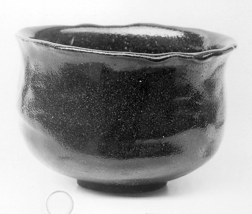 Teabowl, Sonyu (Japanese, died 1725), Clay with lustrous black glaze (Raku ware), Japan 