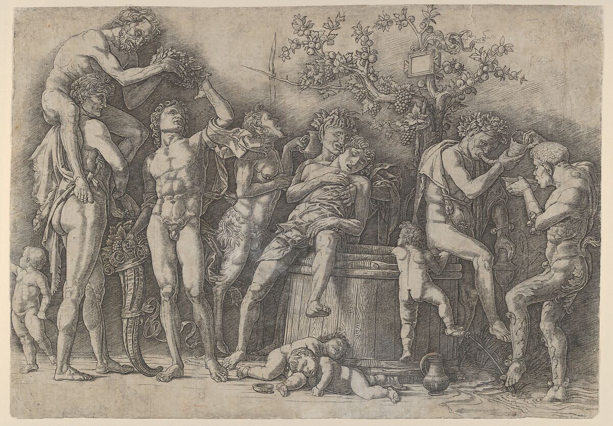 Bacchanal with Wine Vat, Andrea Mantegna (Italian, Isola di Carturo 1430/31–1506 Mantua), Engraving 