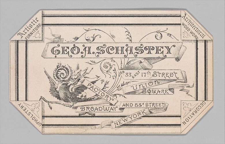Trade card for George A. Schastey