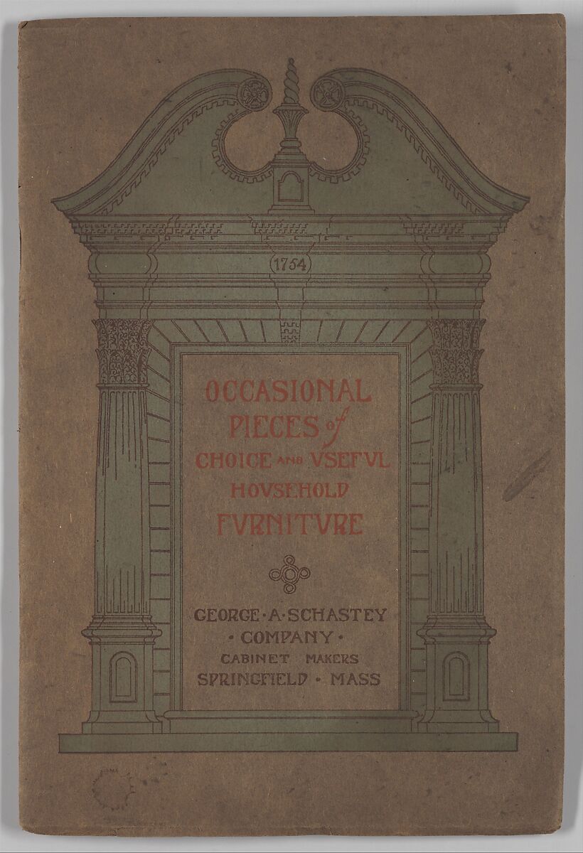 Occasional Pieces of Choice and Useful Household Furniture, Trade Catalogue (Springfield, MA: George A. Schastey Company), George A. Schastey &amp; Co. (American, New York, 1873–1897), Paper, American 