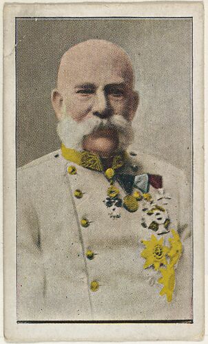 Card No. 4, Emperor Franz Joseph of Austria, from the World War I Scenes series (T121) issued by Sweet Caporal Cigarettes