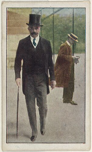 Card No. 8, Lord Kitchener, Great Britain's War Minister on Downing Street after the Declaration of War, from the World War I Scenes series (T121) issued by Sweet Caporal Cigarettes