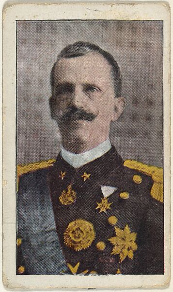 Card No. 14, King Victor Emanuel of Italy, from the World War I Scenes series (T121) issued by Sweet Caporal Cigarettes, Issued by American Tobacco Company, Photolithograph 