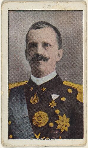 Card No. 14, King Victor Emanuel of Italy, from the World War I Scenes series (T121) issued by Sweet Caporal Cigarettes