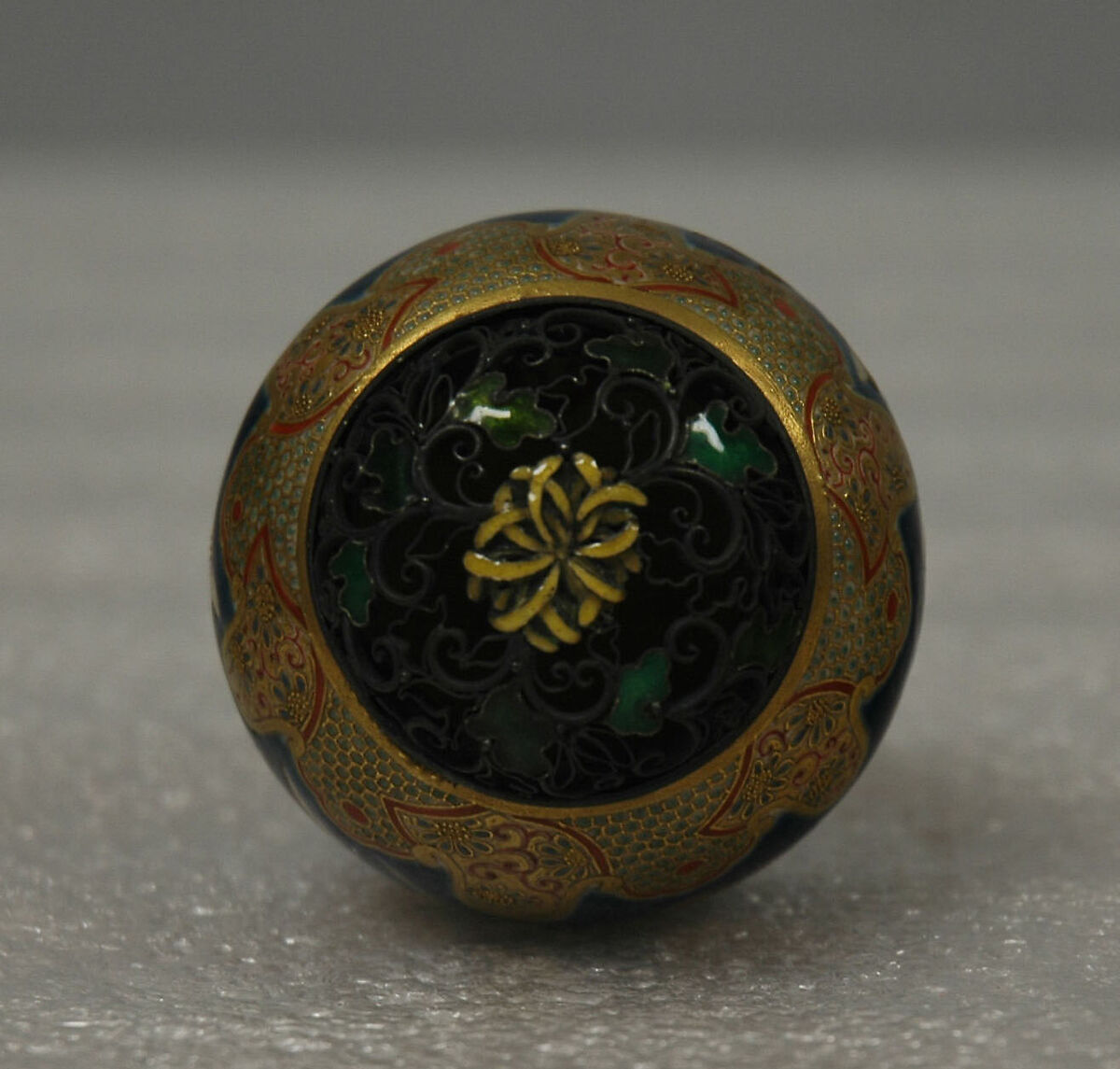 Small Covered Jar with Design of Cherry Blossoms and Lambrequin Border, Porcelain with polychrome and gold overglaze enamels and a silver cover (Kyoto ware), Japan