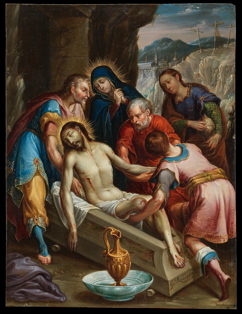 The Entombment of Christ, Juan Rodríguez Juárez (Mexican, 1675–1728), Oil and gold on copper, Mexican 