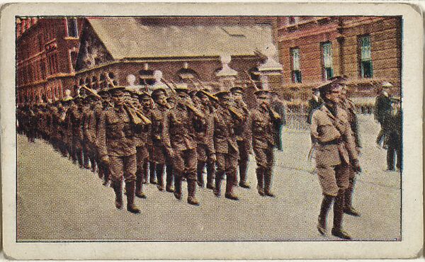 Card No. 35, The Regiment Which the Prince of Wales has Joined on the Way to the Front, from the World War I Scenes series (T121) issued by Sweet Caporal Cigarettes, Issued by American Tobacco Company, Photolithograph 