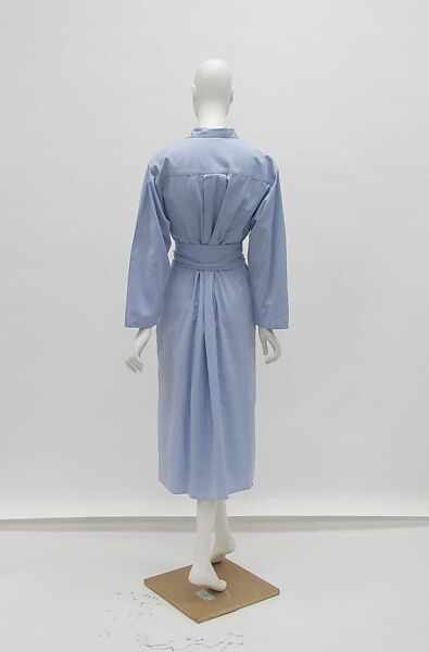 Dress, (a, b) Perry Ellis (American, founded 1978), cotton, leather, mother-of-pearl, metal, American