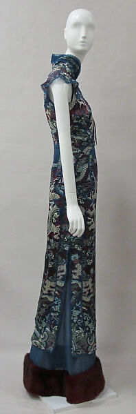 Evening dress, Yves Saint Laurent (French, founded 1961), silk, fur, metal, French