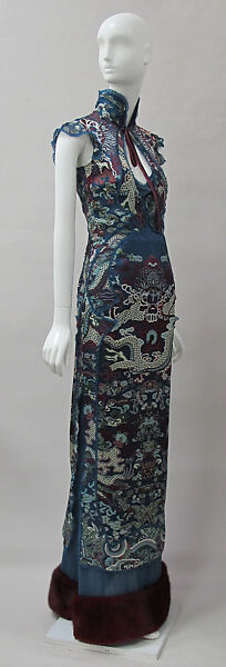 Evening dress, Yves Saint Laurent (French, founded 1961), silk, fur, metal, French