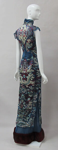 Evening dress, Yves Saint Laurent (French, founded 1961), silk, fur, metal, French