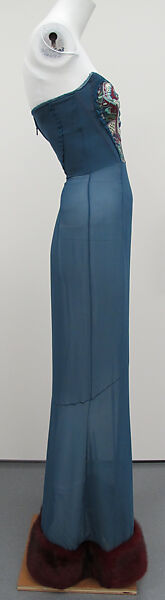 Evening dress, Yves Saint Laurent (French, founded 1961), silk, fur, metal, French