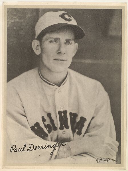 Paul Derringer, from the "Baseball and Football" set (R311), issued by the National Chicle Company to promote Diamond Stars Gum, Original portrait photograph by National Studios, Albumen print ("leather" finish) 