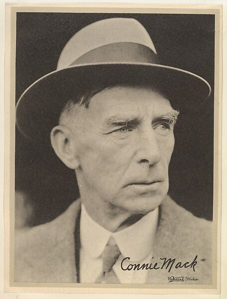 Connie Mack, from the "Baseball and Football" set (R311), issued by the National Chicle Company to promote Diamond Stars Gum, Original portrait photograph by National Studios, Albumen print ("leather" finish) 
