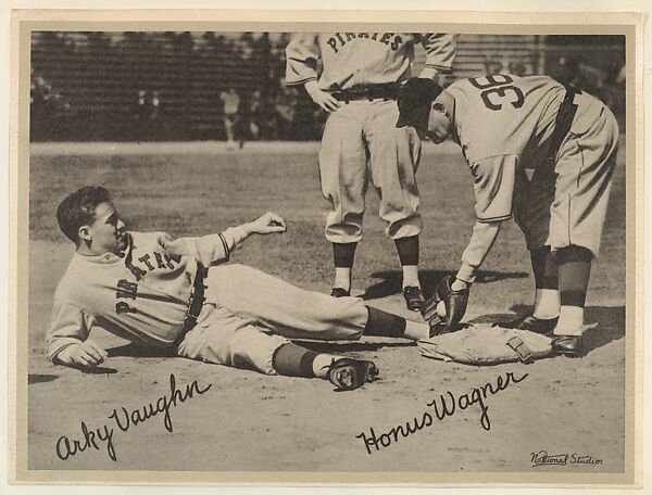 Arky Vaughn and Honus Wagner, from the "Baseball and Football" set (R311), issued by the National Chicle Company to promote Diamond Stars Gum, Issued by National Chicle Gum Company, Cambridge, Massachusetts, Albumen print ("leather" finish) 