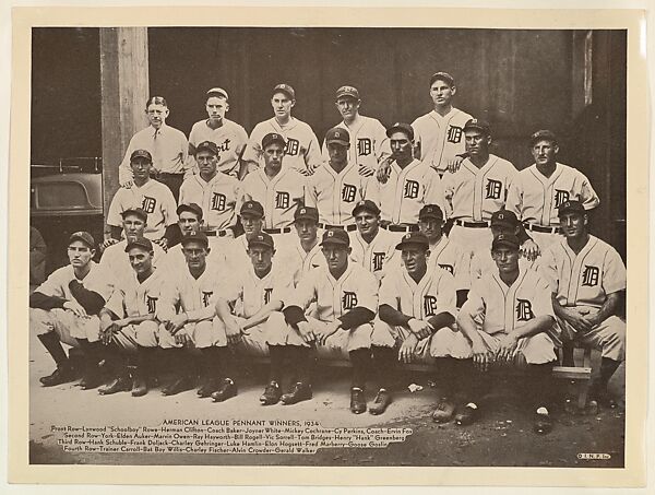 American League Pennant Winners, 1934, from the "Baseball and Football" set (R311), issued by the National Chicle Company to promote Diamond Stars Gum, Original portrait photograph by I.N.P. Inc., Albumen print (glossy finish) 