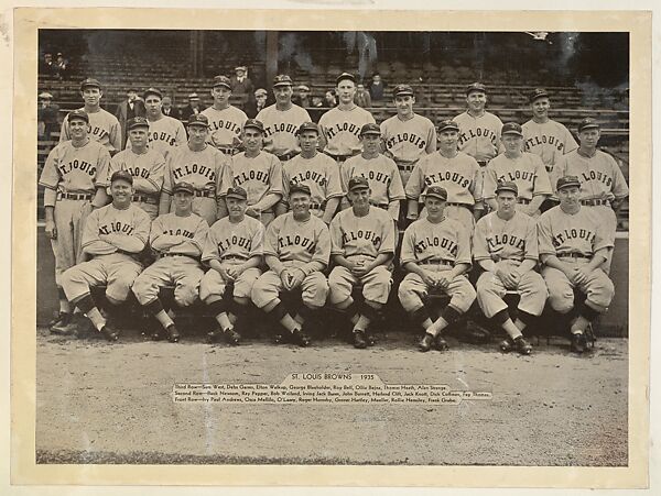 St. Louis Browns, 1935, from the "Baseball and Football" set (R311), issued by the National Chicle Company to promote Diamond Stars Gum, Issued by National Chicle Gum Company, Cambridge, Massachusetts, Albumen print (glossy finish) 