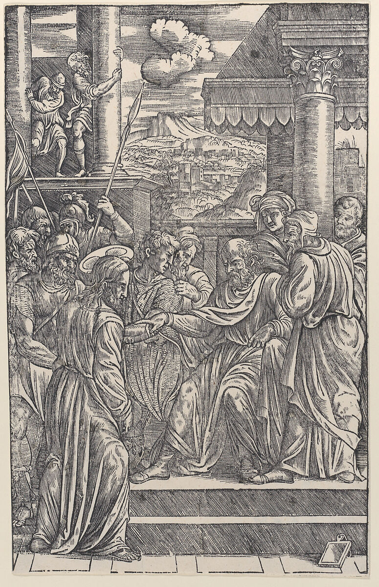 Christ before Pilate, from a series of sixteen prints of the Passion of Christ, Anonymous, Italian, 16th century, Woodcut 