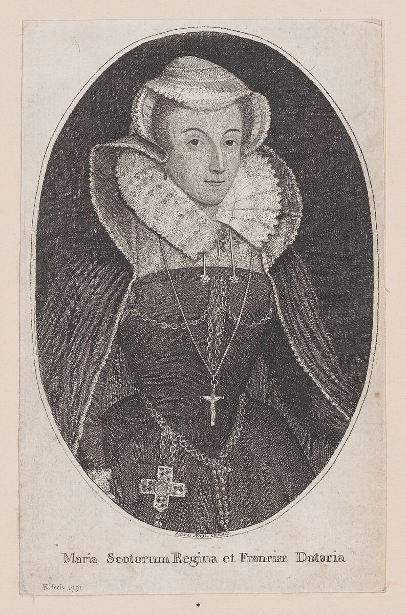 Mary, Queen of Scots, John Kay (British, Dalkeith, Scotland 1742–1826 Edinburgh), Stipple and etching 