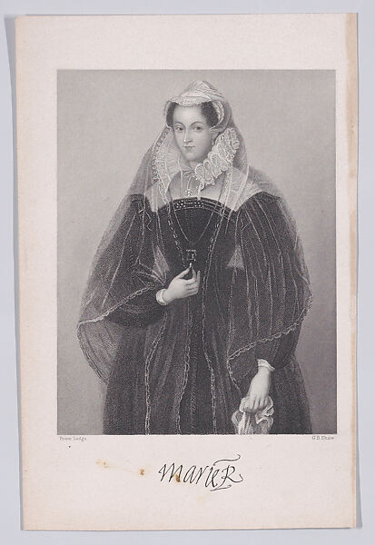 Mary, Queen of Scots (from Sir Walter Scott's "The Abbot"), George Baird Shaw (British, Dumfries, Scotland 1812–1883 Sydney, Australia), Engraving 
