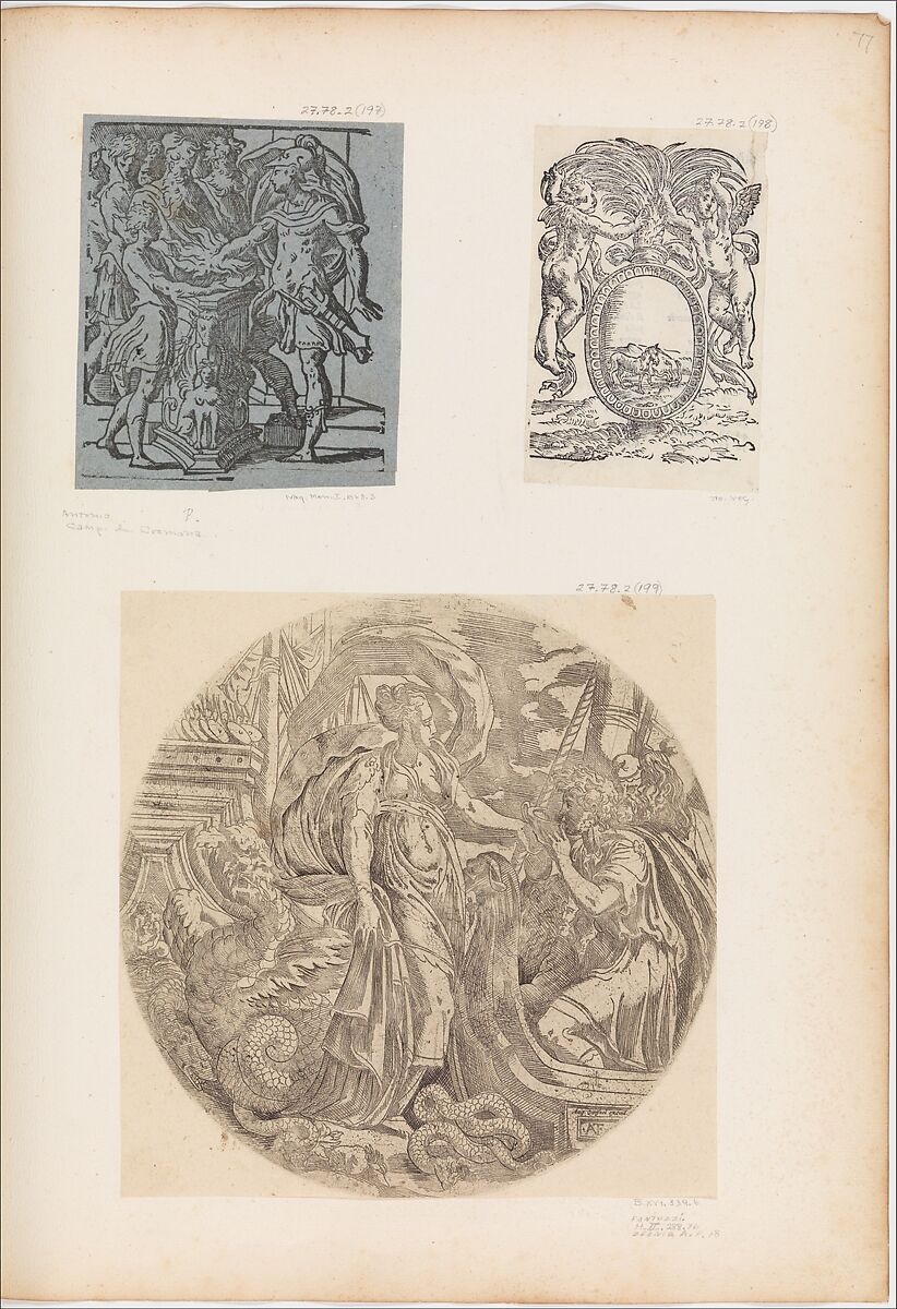 Emblem from a Book with Putti and a Unicorn, Anonymous, Italian, 16th century, Woodcut 