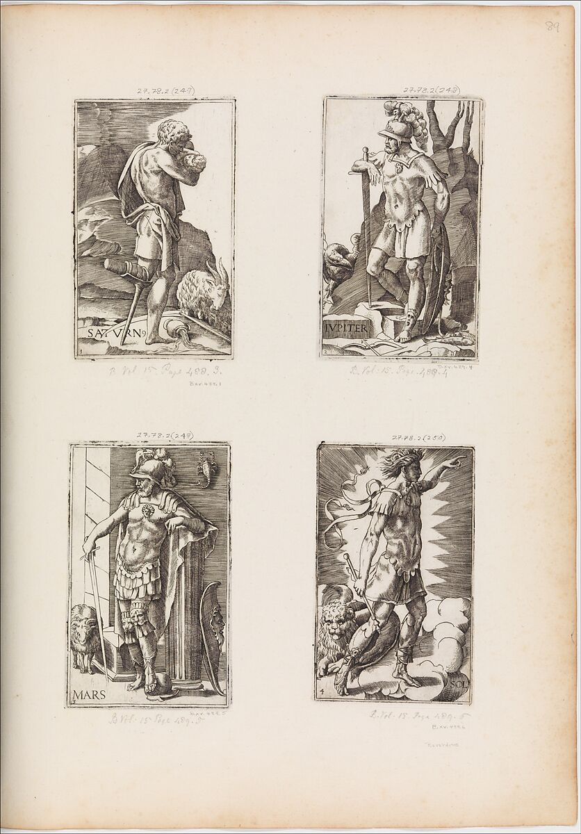 Jupiter, from Planets, plate 2, Giulio Bonasone (Italian, active Rome and Bologna, 1531–after 1576), Engraving 