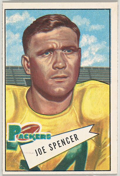 Joe Spencer, from the Bowman Football series (R407-4) issued by Bowman Gum, Issued by Bowman Gum Company, Commercial color lithograph 