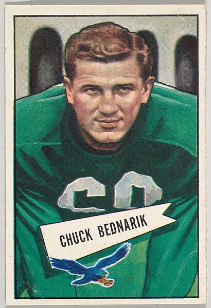 Chuck Bednarik, from the Bowman Football series (R407-4) issued by Bowman Gum, Issued by Bowman Gum Company, Commercial color lithograph 