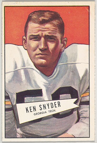 Ken Snyder, Georgia Institute of Technology, from the Bowman Football series (R407-4) issued by Bowman Gum, Issued by Bowman Gum Company, Commercial color lithograph 