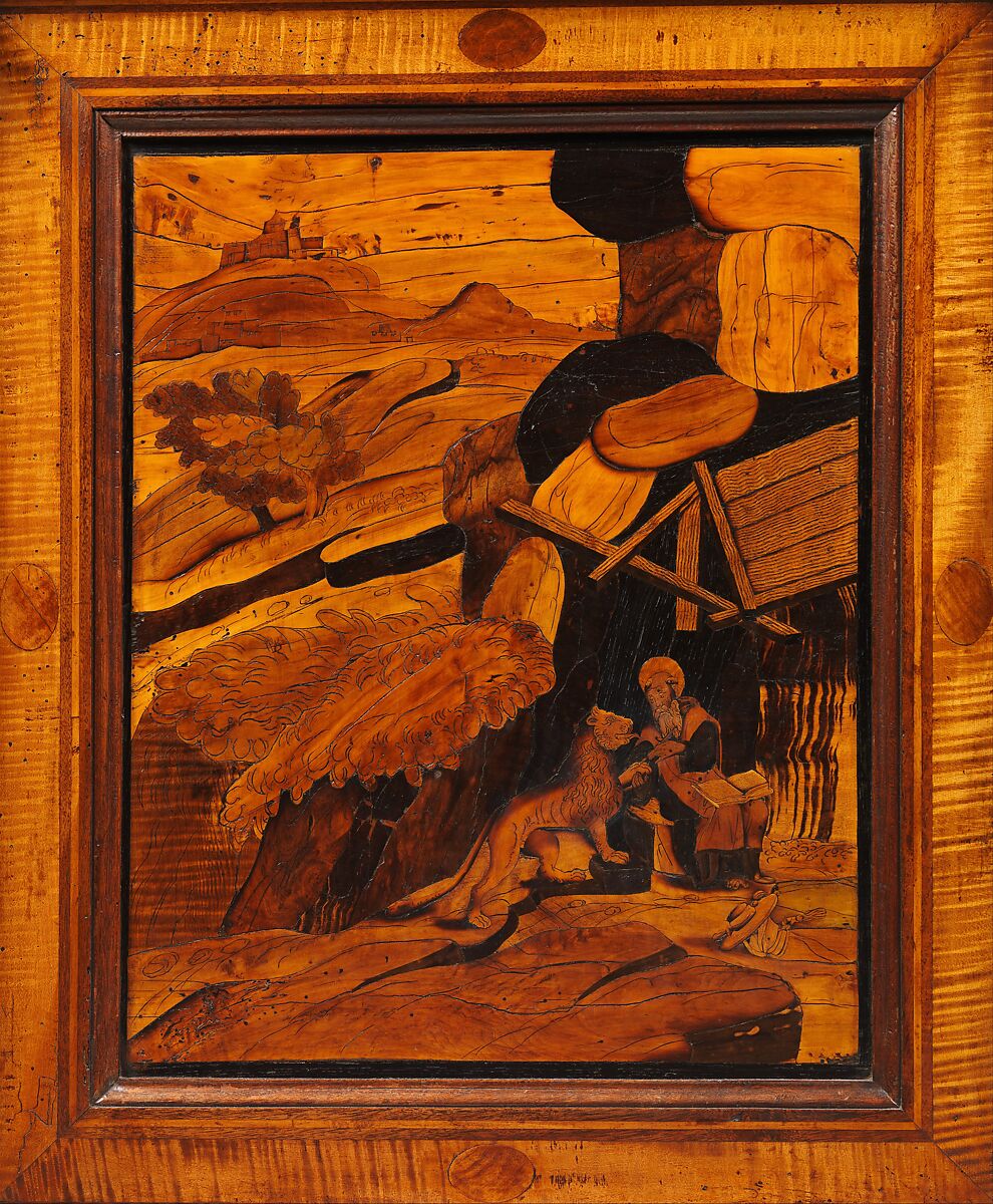 Saint Jerome with a lion, Francesco Orlandini, Walnut and other woods, Italian, Verona 
