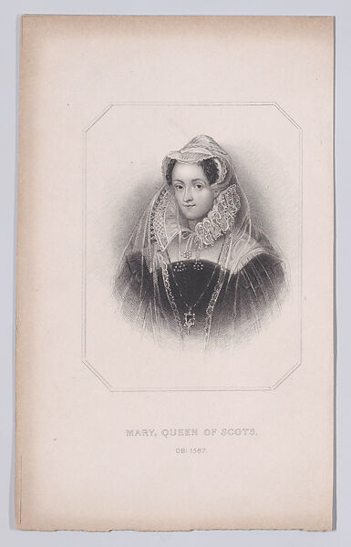 Mary, Queen of Scots, Portrait of Mary, Queen of Scots (British, Linlithgow 1542–1587 Fotheringhay), Stipple engraving 