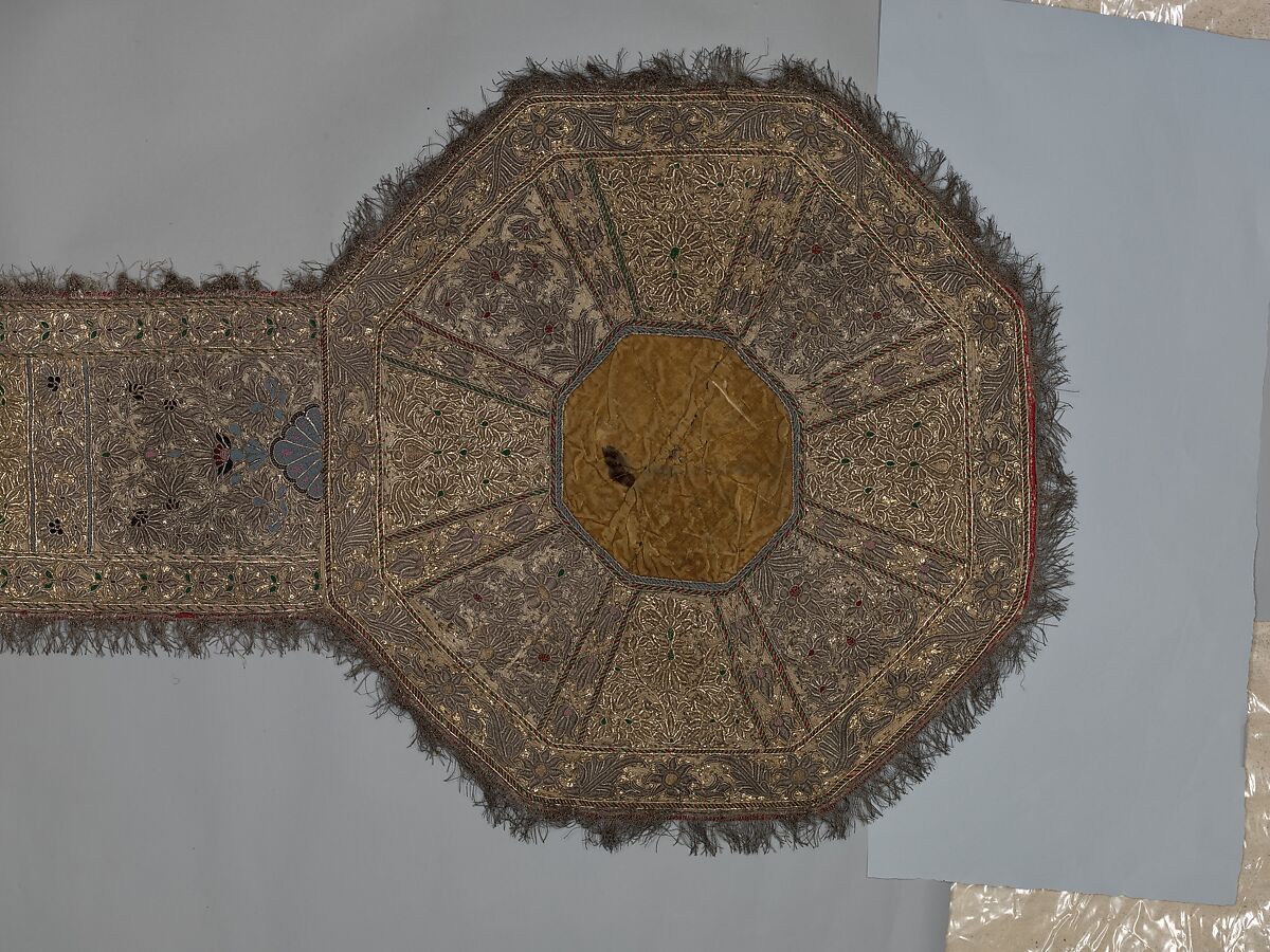 Huqqa Mat, Silk, cotton, velvet, and canvas; embroidered with metal wrapped thread, sequins, and beads