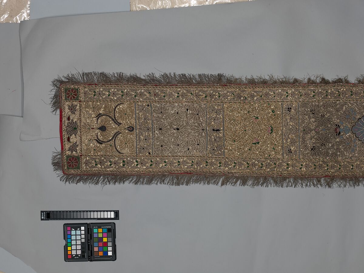 Huqqa Mat, Silk, cotton, velvet, and canvas; embroidered with metal wrapped thread, sequins, and beads