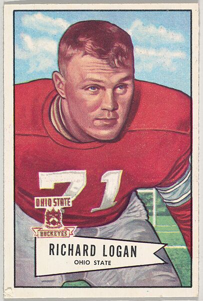 Richard Logan, Ohio State, from the Bowman Football series (R407-4) issued by Bowman Gum, Issued by Bowman Gum Company, Commercial color lithograph 