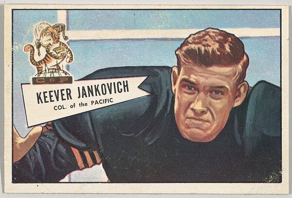 Keever Jankovich, College of the Pacific, from the Bowman Football series (R407-4) issued by Bowman Gum, Issued by Bowman Gum Company, Commercial color lithograph 