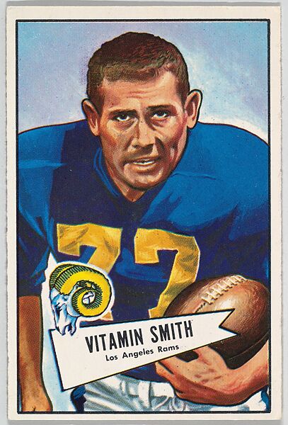 Issued by Bowman Gum Company, Vitamin Smith, Los Angeles Rams, from the  Bowman Football series (R407-4) issued by Bowman Gum