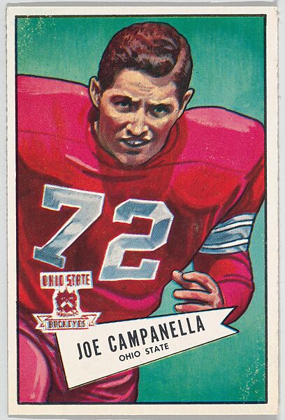 Joe Campanella, Ohio State University, from the Bowman Football series (R407-4) issued by Bowman Gum, Issued by Bowman Gum Company, Commercial color lithograph 