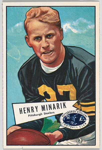 Henry Minarik, Pittsburgh Steelers, from the Bowman Football series (R407-4) issued by Bowman Gum, Issued by Bowman Gum Company, Commercial color lithograph 