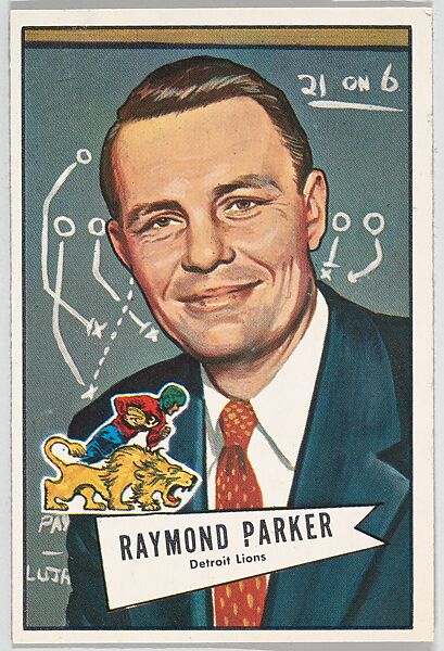 Raymond Parker, Detroit Lions, from the Bowman Football series (R407-4) issued by Bowman Gum, Issued by Bowman Gum Company, Commercial color lithograph 