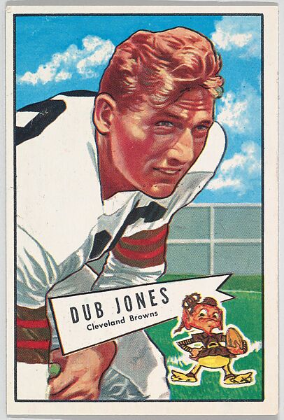 Dub Jones, Cleveland Browns, from the Bowman Football series (R407-4) issued by Bowman Gum, Issued by Bowman Gum Company, Commercial color lithograph 