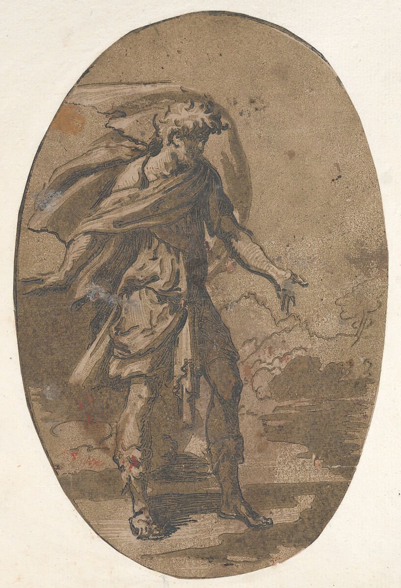 Olympus (Surprise), Niccolò Vicentino (Italian, active ca. 1510–ca. 1550), Chiaroscuro woodcut from three blocks in brown; first state of six