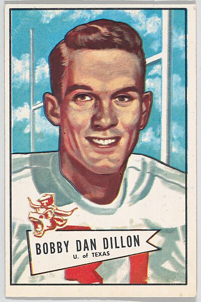Bobby Dan Dillon, University of Texas, from the Bowman Football series (R407-4) issued by Bowman Gum, Issued by Bowman Gum Company, Commercial color lithograph 