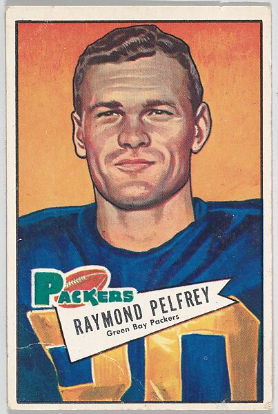 Raymond Pelfrey, Green Bay Packers, from the Bowman Football series (R407-4) issued by Bowman Gum, Issued by Bowman Gum Company, Commercial color lithograph 