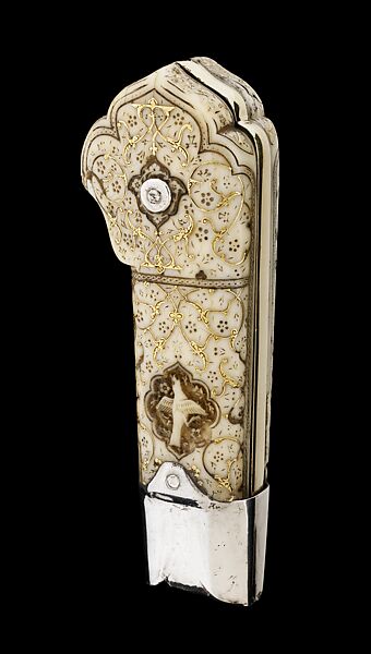 Hilt of a Sword, Walrus ivory; inlaid with gold, iron covered with gold, and silver. 