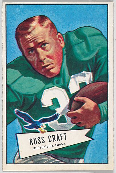 Russ Craft, Philadelphia Eagles, from the Bowman Football series (R407-4) issued by Bowman Gum, Issued by Bowman Gum Company, Commercial color lithograph 