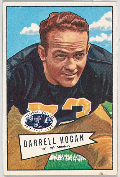 Darrell Hogan, Pittsburgh Steelers, from the Bowman Football series (R407-4) issued by Bowman Gum, Issued by Bowman Gum Company, Commercial color lithograph 