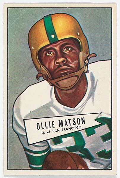 Ollie Matson, U. of San Francisco, from the Bowman Football series (R407-4) issued by Bowman Gum, Issued by Bowman Gum Company, Commercial color lithograph 