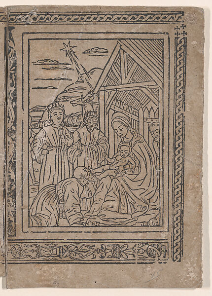 Adoration of the Magi, from Johannes Hildesheimensis, 'Legenda Sanctorum trium regum' (Modena, D. Richizola, 1490), Anonymous, Italian, Woodcut 
