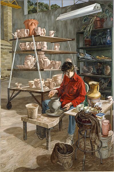 Jeff Kleckner at Work, Dana Van Horn (American, born San Diego, California, 1950), Oil on canvas 