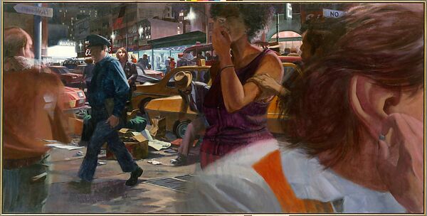 City Crowd–Cop and Ear, A. Robert Birmelin (American, born Newark, New Jersey, 1933), Acrylic on canvas 
